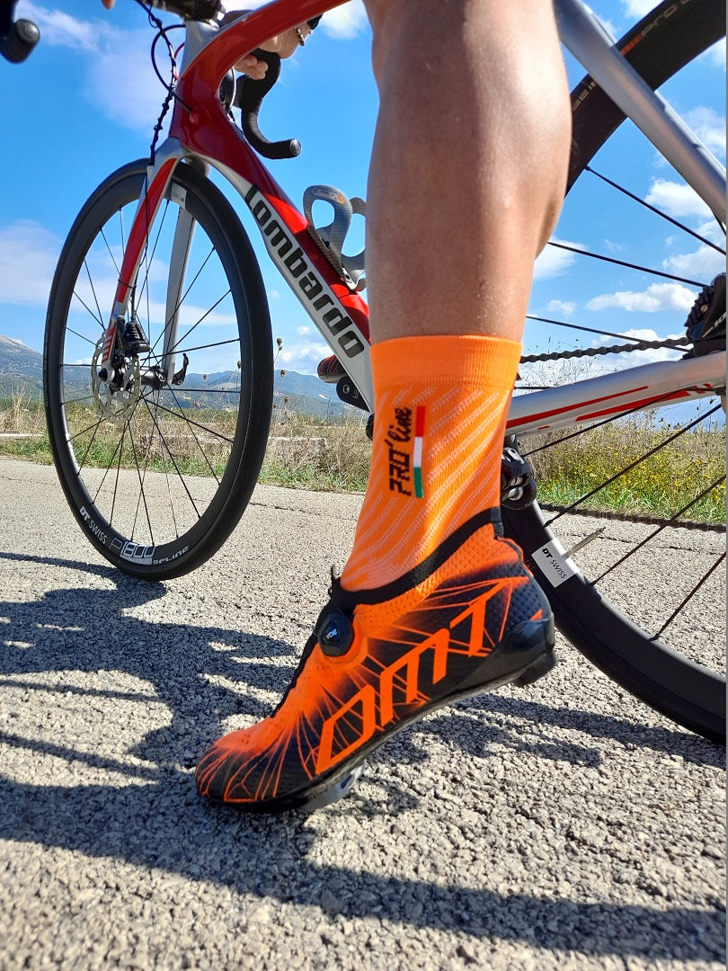 Calze All In One Vertical Logo Arancione Fluo