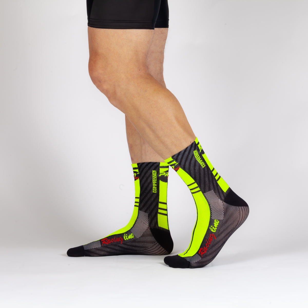 Kit 3 Pairs Fluorescent Yellow Compression Socks
