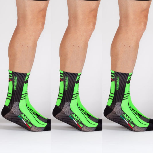 Kit 3 Paia Calze Compression Verde Fluo