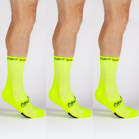 Kit 3 Paia Calze Premium Giallo Fluo