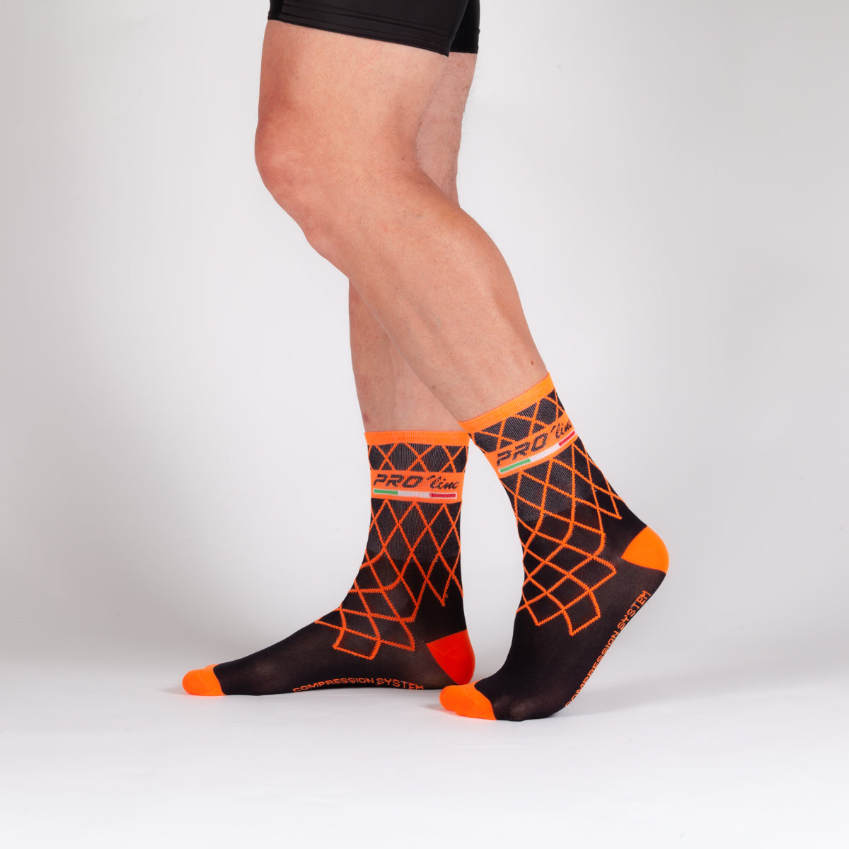 Rhombus Orange Fluo Socks
