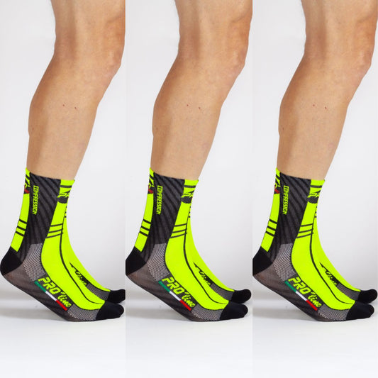Kit 3 Pairs Fluorescent Yellow Compression Socks