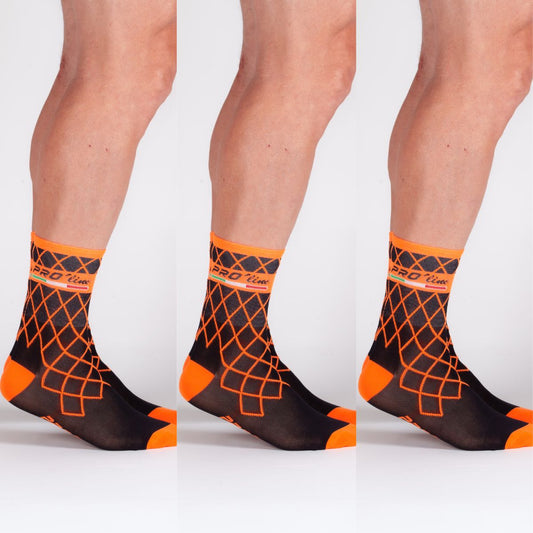 Kit 3 Pairs Rhombus Orange Fluo Socks
